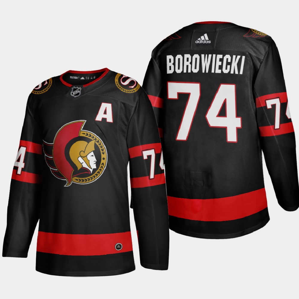 Ottawa Senators 74 Mark Borowiecki Men Adidas 2020 Authentic Player Home Stitched NHL Jersey Black